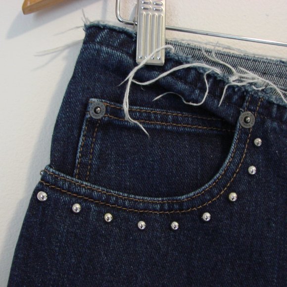 Sonia Rykiel Paris Ankle Crop Jeans Wide Leg High Rise Silver Studs EUR 40 or 31 - Picture 8 of 16